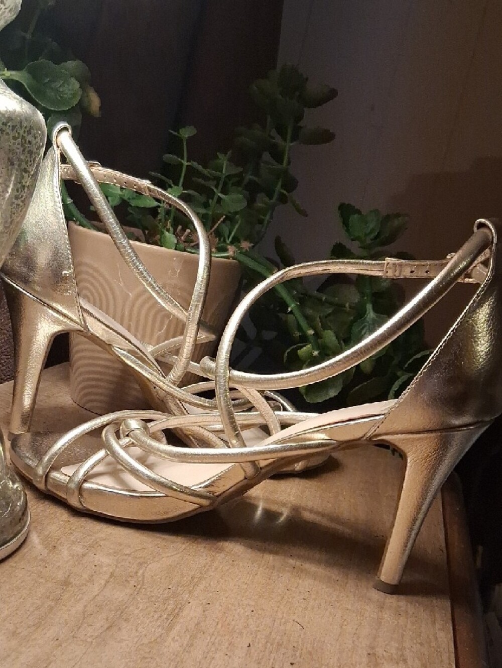 Fergalicious Metallic Gold Strappy High Heels - Picture 6 of 16